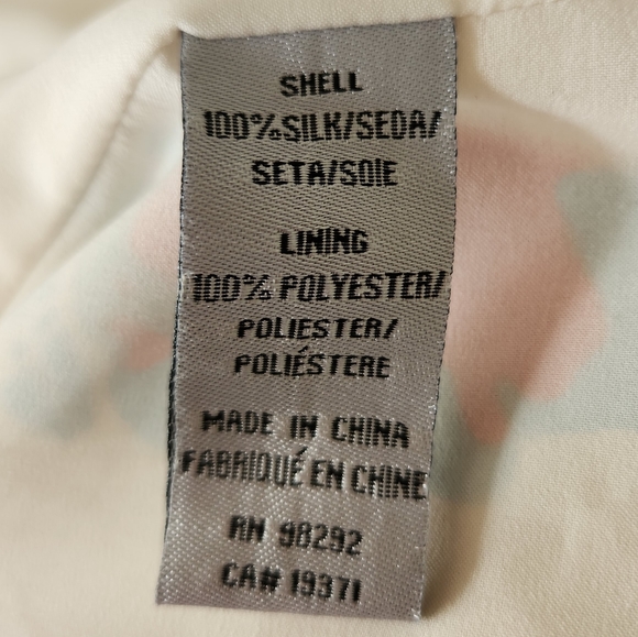 Tibi Abstract Floral Silk Mini Wrap Dress Cream White 4 - Picture 4 of 11